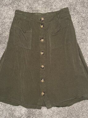 Blush Mark Aline Button Down Olive Green Skirt Size Small